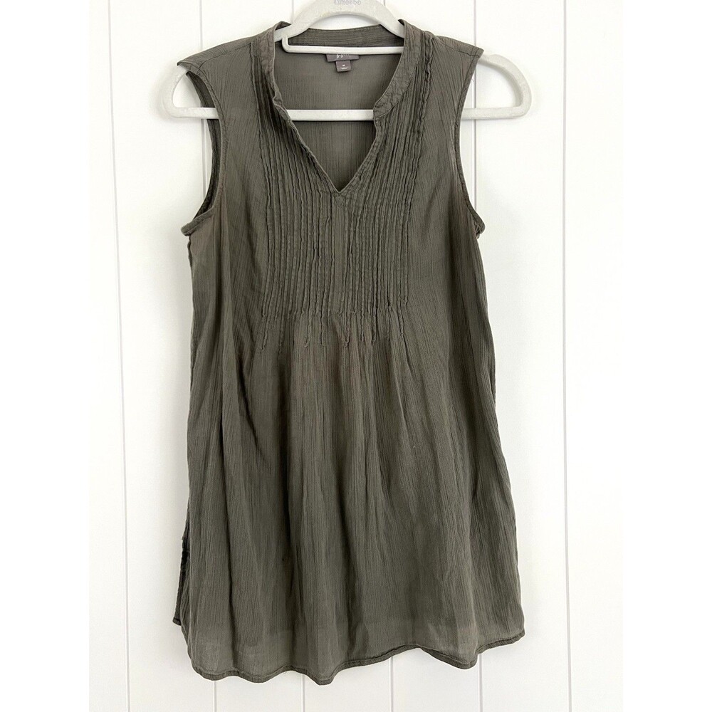 J Jill Gray 100% Cotton Lightweight Flowy Capsule Sleeveless Blouse Med